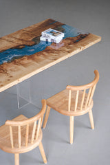 Elite Polar Epoxy River Table 110.24"L×39.37"W