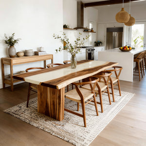 Elite Walnut White Rectangular Epoxy Resin Dining Table – Handmade River Table ECT-277