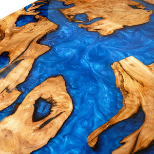 Elite Custom Cunninghamia Deep Sapphire-colored  Epoxy Dining Room Table ECT-100