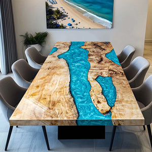 Elite Custom Premium Poplar Peacock Blue Epoxy Dining Table ECT-101