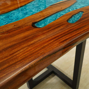 Elite Custom Unique Walnut Sleek Wood Live Edge Epoxy Conference Table ECT-105
