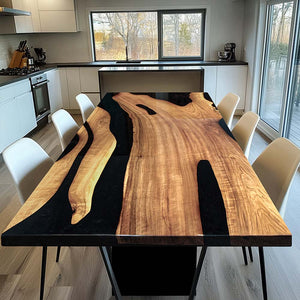 Elite Custom Refined Black Walnut Epoxy Home Dining & Office & Conference Table ECT-106