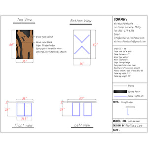 Elite Custom Refined Black Walnut Epoxy Home Dining & Office & Conference Table ECT-106