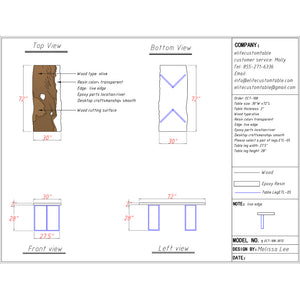 Elite Custom Olive Wood Handmade Clear Smokey Grey Epoxy Table ECT-108