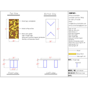 Elite Custom Live Edge Cunninghamia Mosaic Resin Dining Table ECT-109