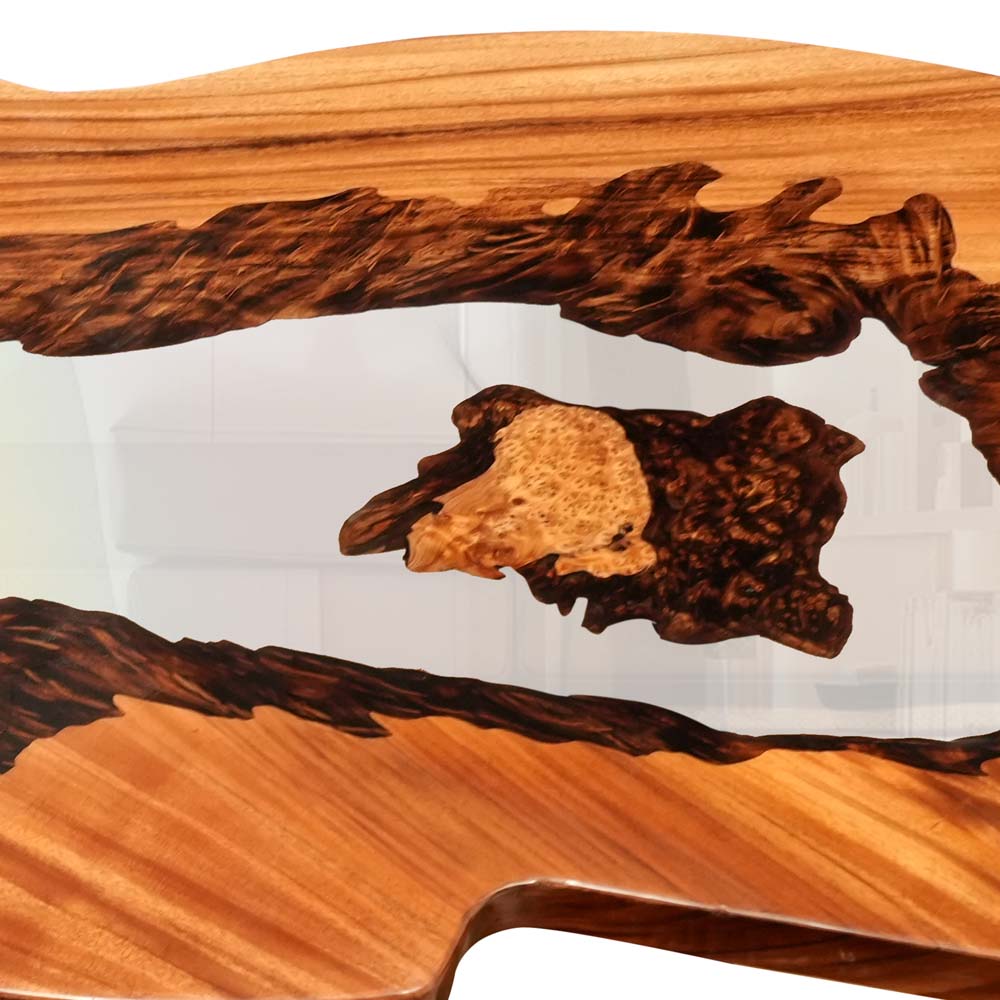 Elite Hand-cut Art Fusion Walnut and Clear Epoxy Table ECT-113