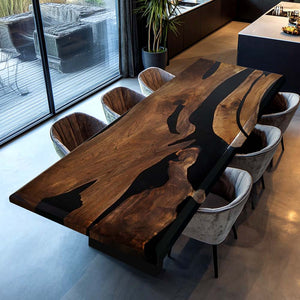 Elite Custom Black Walnut Resin Table for Dining & Office & Conference ECT-114