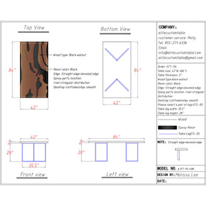 Elite Custom Black Walnut Resin Table for Dining & Office & Conference ECT-114