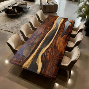Elite Custom Walnut Wood Dining & Office & Conference Table with Transparent Resin ECT-115