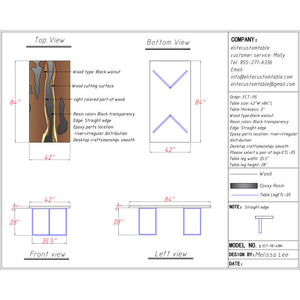 Elite Custom Walnut Wood Dining & Office & Conference Table with Transparent Resin ECT-115