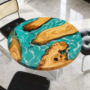 Elite Custom Olive Ocean-Inspired Epoxy Resin Round Table ECT-116
