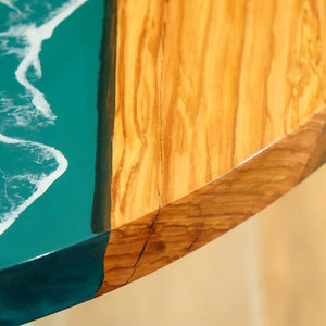 Elite Custom Olive Ocean-Inspired Epoxy Resin Round Table ECT-116