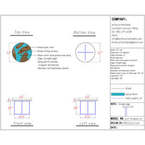 Elite Custom Olive Ocean-Inspired Epoxy Resin Round Table ECT-116