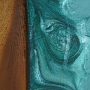 Elite Custom Walnut Wood Turquoise Kitchen Epoxy Resin River Table ECT-117