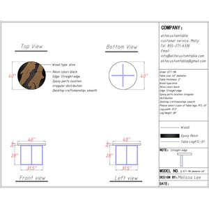 Custom Black Walnut Epoxy Resin Round Coffee Table ECT-118
