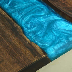 Elite Custom Blue Epoxy River Black Walnut Dining Table ECT-123
