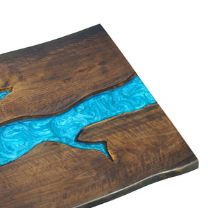 Elite Custom Blue Epoxy River Black Walnut Dining Table ECT-123