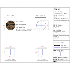 Elite Olive Wood & Black Epoxy Round Table ECT-127