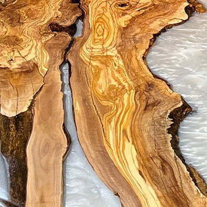 Elite Olive Wood & White Resin River Round Table ECT-129