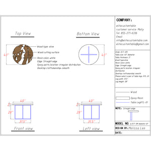Elite Olive Wood & White Resin River Round Table ECT-129
