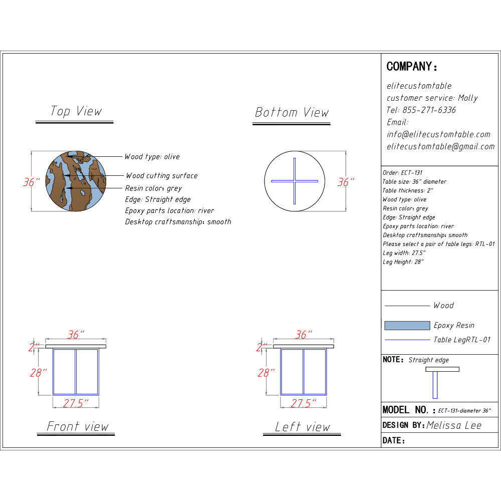 Elite Resin & Natural Olive Wood Fusion Round Table ECT-131
