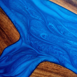 Elite Walnut & Blue Epoxy River Round Table ECT-134