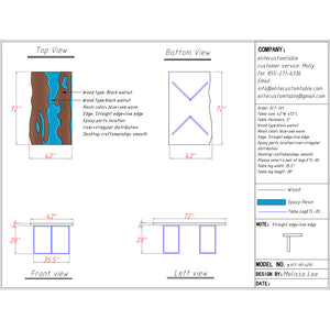 Elite Black Walnut Wood & Coastal Cliff Wave Epoxy Live - Edge Dining Table ECT-137