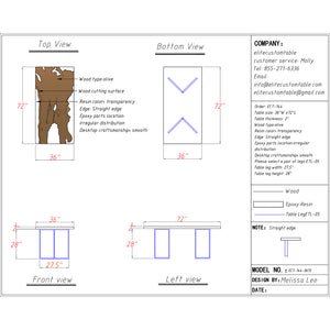 Elite Artistic Golden Camphor Wood & Transparent Epoxy Resin Dining Table ECT-144
