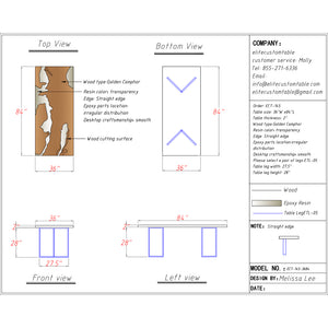 Elite Golden Camphor Wood & Transparent Crystalline Epoxy Resin Dining Table ECT-145