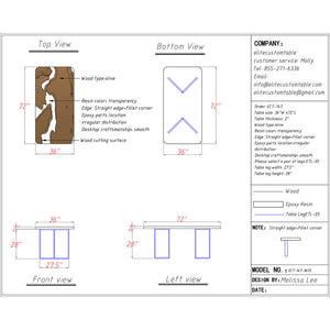 Elite Golden Camphor Wood & Transparent Epoxy Resin Dining Table ECT-147