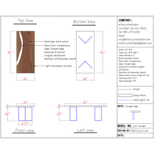 Elite Black Walnut and Clear Crystalline Epoxy Dining Table ECT-149