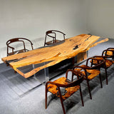 Elite Olive Wood & Transparent Epoxy Resin Live - Edge Dining Table ECT-150