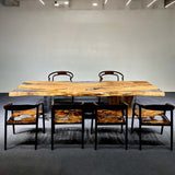 Elite Olive Wood & Transparent Epoxy Resin Live - Edge Dining Table ECT-150