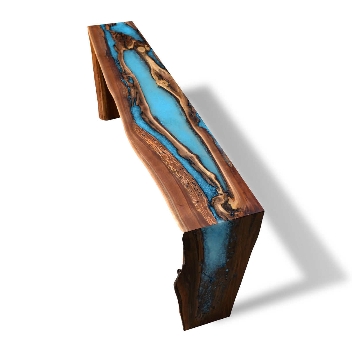 Elite Natural Walnut Wood & Blue River Epoxy Resin Dining Console Tables & Counter and Bar Tables & TV Tables  ECT-151