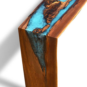 Elite Natural Walnut Wood & Blue River Epoxy Resin Dining Console Tables & Counter and Bar Tables & TV Tables  ECT-151