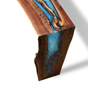 Elite Natural Walnut Wood & Blue River Epoxy Resin Dining Console Tables & Counter and Bar Tables & TV Tables  ECT-151