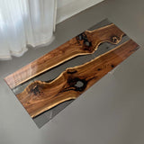Elite Black Walnut Wood & Transparent Black - Gray Epoxy Resin Dining Table ECT-156