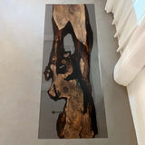 Elite Black Walnut Wood & Black - Gray Transparent Epoxy Resin Dining Table ECT-157