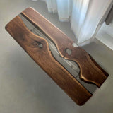 Elite Black Walnut Wood & Black - Gray Transparent Epoxy Resin Dining Table ECT-158