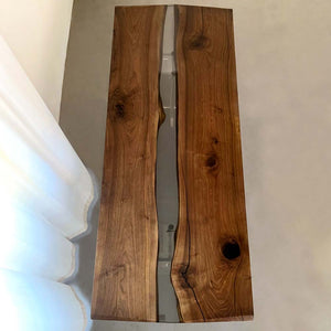 Elite Two-Piece Black Walnut & Transparent Epoxy Resin Dining Table ECT-162