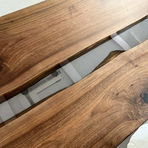Elite Two-Piece Black Walnut & Transparent Epoxy Resin Dining Table ECT-162