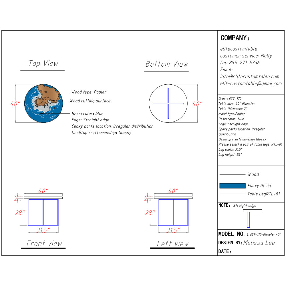 Elite Natural Poplar & Beach Scene Epoxy Resin Round Table ECT-170