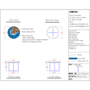 Elite Natural Poplar & Beach Scene Epoxy Resin Round Table ECT-170