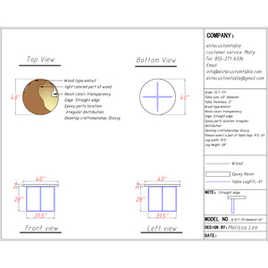 Elite Large Walnut Wood with Transparent Epoxy Resin Round Table ECT-171