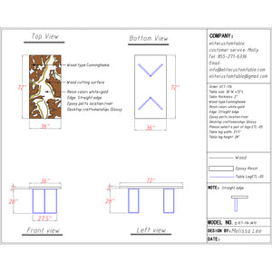 Elite Cunninghamia Wood Dining Table with Milk White Epoxy Resin  ECT-176