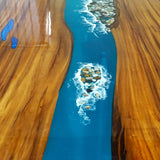 Elite Walnut Wood with Wood - Stream Stones Epoxy Resin Dining Table ECT-180