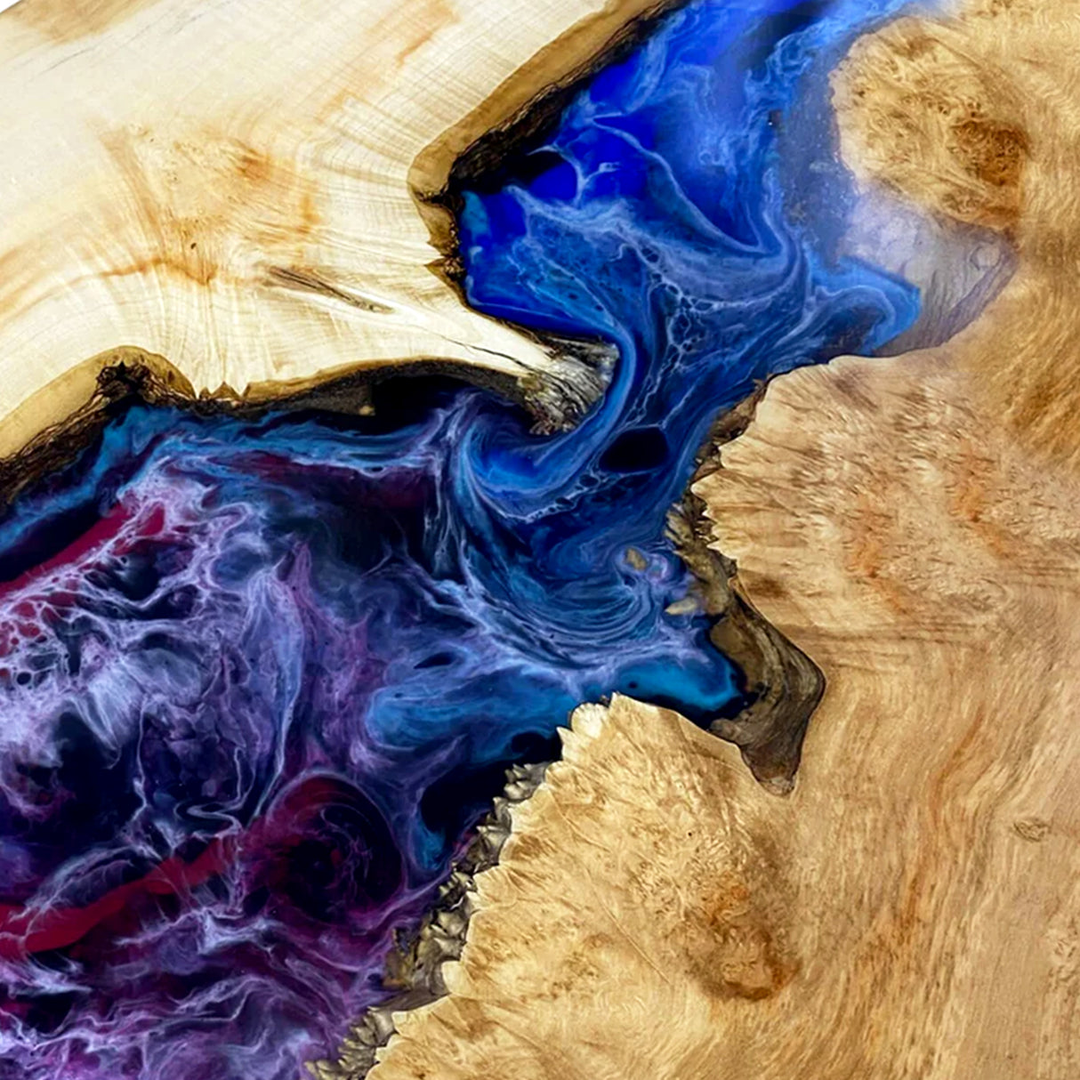 Elite Poplar Wood with Blue - Purple Cosmic Galaxy Epoxy Resin Round Coffee Table ECT-189
