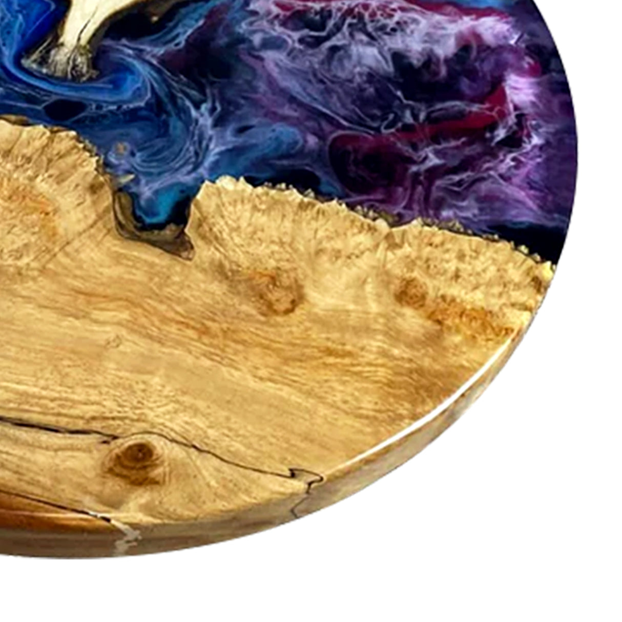 Elite Poplar Wood with Blue - Purple Cosmic Galaxy Epoxy Resin Round Coffee Table ECT-189