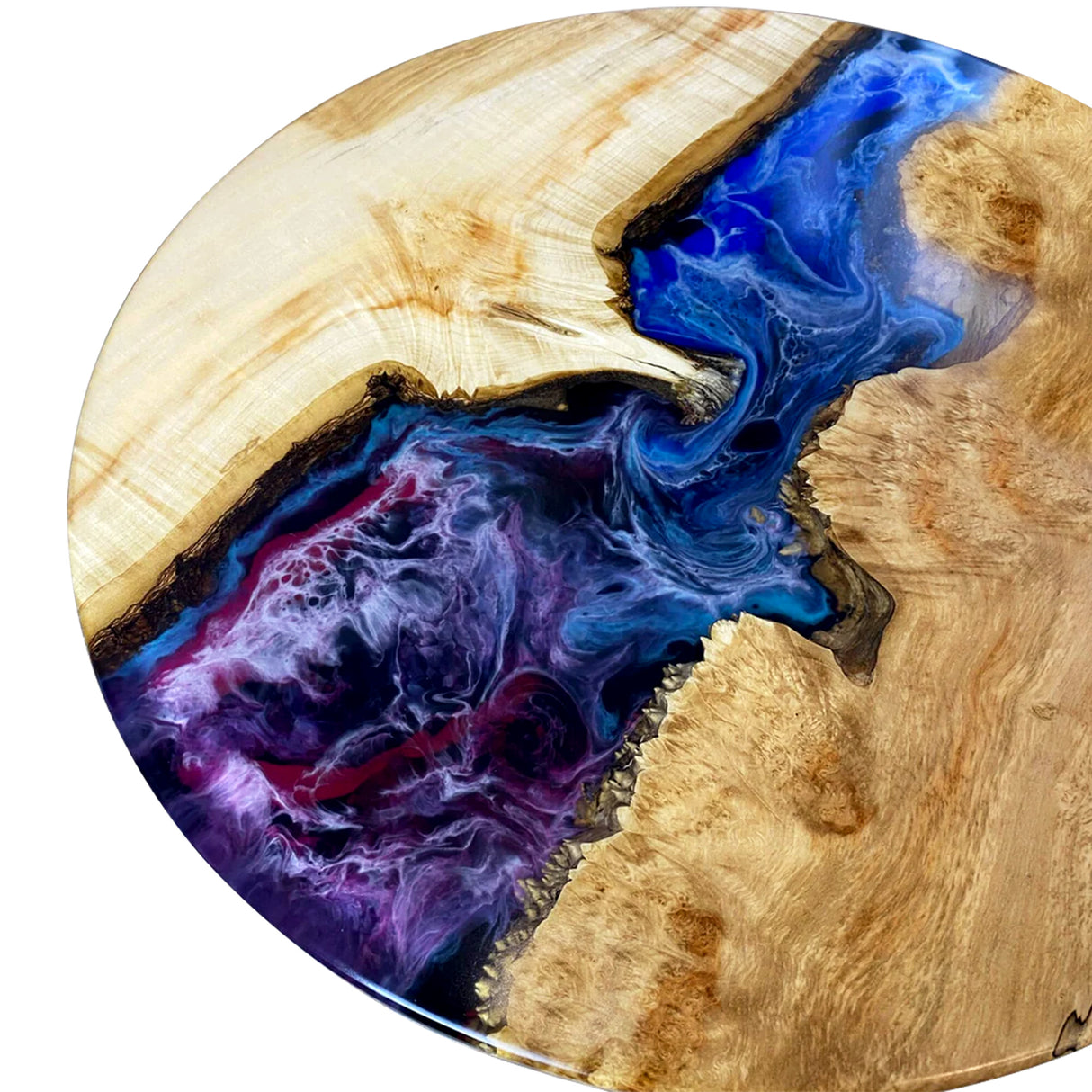 Elite Poplar Wood with Blue - Purple Cosmic Galaxy Epoxy Resin Round Coffee Table ECT-189