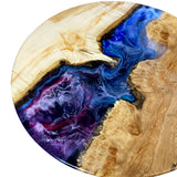 Elite Poplar Wood with Blue - Purple Cosmic Galaxy Epoxy Resin Round Coffee Table ECT-189
